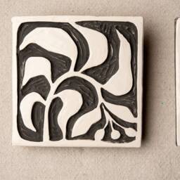 Tile Wall Art - Choose From 3 Patterns Stoneware Ceramic - Made To Order Mod Peony - thumbnail 3