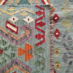 Handmade Afghan Kilim Rug, Geometric Tribal Design, Multicolour Artisan Persian Turkish Flatweave, Natural Wool, 162x103 cm - thumbnail 3
