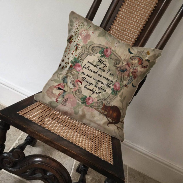 Alice in Wonderland Why Sometimes I've Believed As Manu Six Impossible Things Before - Cushion Cover Case Or Stuffed With Insert
