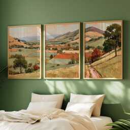 Green Valley Trio, Countryside Landscape Wall Art Set - thumbnail 2