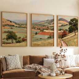 Green Valley Trio, Countryside Landscape Wall Art Set - thumbnail 4