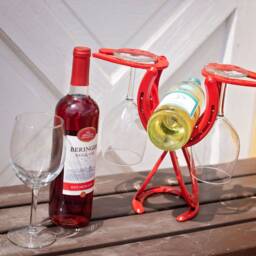 Wine Rack, Horseshoe Valentines Gift, Decor, Art - Rustic Decor Country Home Decor- Kitchen - thumbnail 4