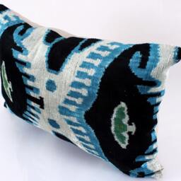 16x24 Ikat Velvet Pillow Cover, Handmade Cushion, Decorative Throw Pillow, Boho Cushion Turkish Home Decor - thumbnail 2