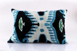 16x24 Ikat Velvet Pillow Cover, Handmade Cushion, Decorative Throw Pillow, Boho Cushion Turkish Home Decor - thumbnail 1