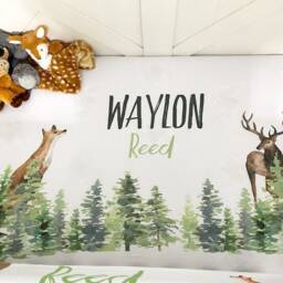 Personalized Woodland Crib Sheet Forest Animals Nursery Bedding - thumbnail 1