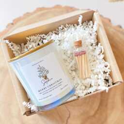 Personalised Christmas Candle Gift For Her With Name Present Mum Friend Luxurious Set Mini Matches Jar - thumbnail 1