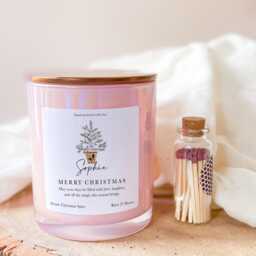 Personalised Christmas Candle Gift For Her With Name Present Mum Friend Luxurious Set Mini Matches Jar - thumbnail 2