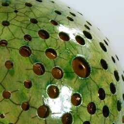 Spherical Table Light in Raku Ceramic, Yellow & Green, To Create An Elegant Harmonious Atmosphere Your Home. Handcrafted. L118 - thumbnail 4