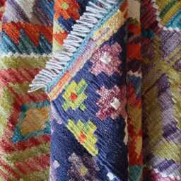 Heritage Kilim Rug, Handmade Artisan Afghan Turkish, Scandinavian, Navajo, Bohemian Flatweave, Natural Wool Multicolour Rug 193x156 cm - thumbnail 4