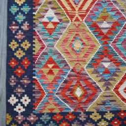 Heritage Kilim Rug, Handmade Artisan Afghan Turkish, Scandinavian, Navajo, Bohemian Flatweave, Natural Wool Multicolour Rug 193x156 cm - thumbnail 2