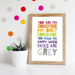 Set Of 2, You Are My Sunshine Only Print, Rainbow, Boys Bedroom Girls Decor, Wall Art, Playroom Prints - thumbnail 3