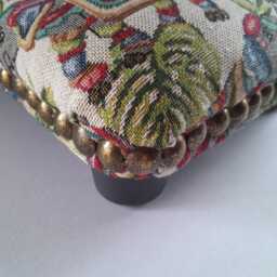 Elephant Fabric Little Footstool Handmade Upholstered Ottoman With Studs - thumbnail 3