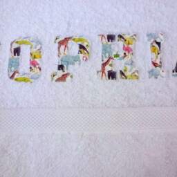 Personalized Baby Bath Towel Liberty Print Applique, Egyptian Cotton - thumbnail 2