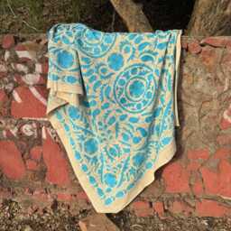 Artisan Suzani Quilt - Handmade Embroidered Blanket Boho Chic Bedroom Accent - thumbnail 3