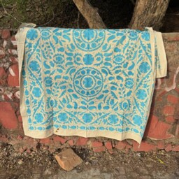 Artisan Suzani Quilt - Handmade Embroidered Blanket Boho Chic Bedroom Accent - thumbnail 2