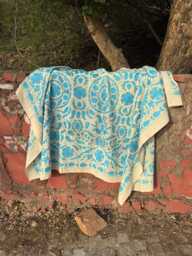 Artisan Suzani Quilt - Handmade Embroidered Blanket Boho Chic Bedroom Accent - thumbnail 1
