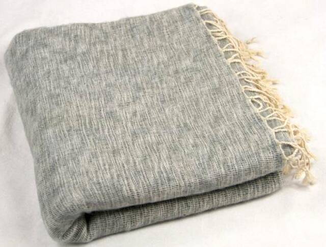 Light Grey Yak Wool Blanket Handwoven Travel Shawl, Meditation Wrap - image 1