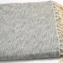 Light Grey Yak Wool Blanket Handwoven Travel Shawl, Meditation Wrap - thumbnail 2