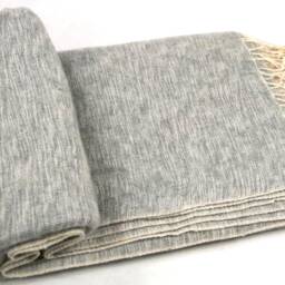 Light Grey Yak Wool Blanket Handwoven Travel Shawl, Meditation Wrap - thumbnail 3