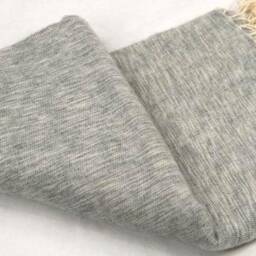 Light Grey Yak Wool Blanket Handwoven Travel Shawl, Meditation Wrap - thumbnail 4