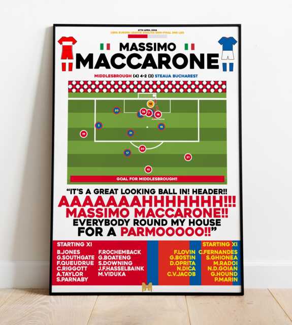 Massimo Maccarone V Steaua Bucharest Print, Middlesbrough Poster, Football Wall Art, Posters, Art Print - image 1