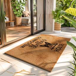 Personalized Dog Sketch Door Mat - Pet Drawing Portrait Welcome To Our House Custom Breed Rug - thumbnail 1