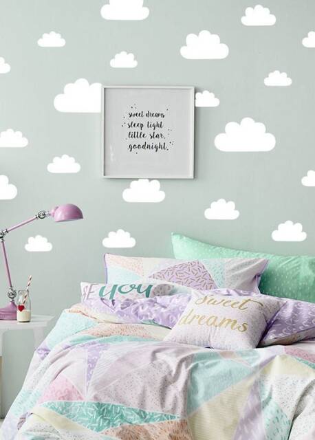 70 Pcx Cloud Decals For Walls Nursery, Baby Nursery Wall Decals, Girl Stickers Decor Neutral Kids - image 1