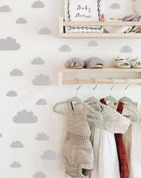 70 Pcx Cloud Decals For Walls Nursery, Baby Nursery Wall Decals, Girl Stickers Decor Neutral Kids - thumbnail 2