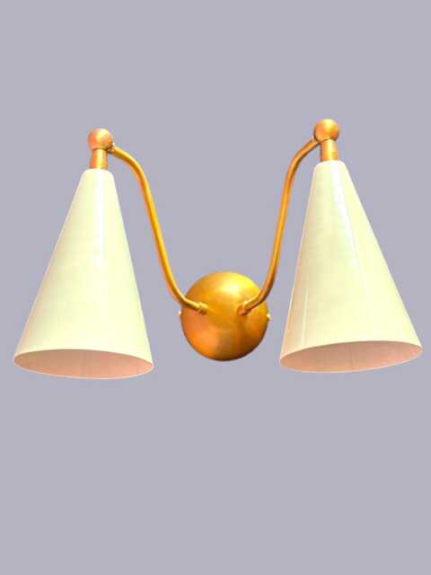 Mid Century Sputnik Raw Brass Double Cone Lamp Atomic Modern Fixture Wall Sconce Ideal For Island, Kitchen, Lounge Decor - image 1
