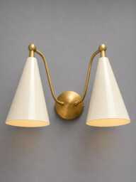 Mid Century Double Cone Brass Sputnik Wall Sconce, Atomic Modern Fixture - thumbnail 1