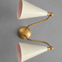 Mid Century Double Cone Brass Sputnik Wall Sconce, Atomic Modern Fixture - thumbnail 4