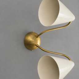 Mid Century Double Cone Brass Sputnik Wall Sconce, Atomic Modern Fixture - thumbnail 2