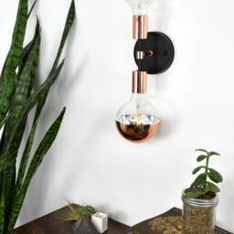 Gold Two Light Wall Lamp - Vanity Fixture Brass & Black Or Custom Finish Modern Sconce Lighting Design - thumbnail 3