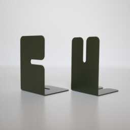 Matte Green Metal Bookend Set Of 2, Unique Book Holder For Heavy Books, Modern End, Minimalist Textured Stopper - thumbnail 3