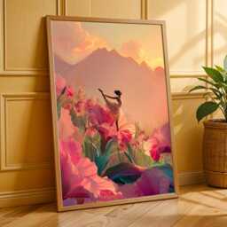 Feminine Healing Wall Art, Floral Meditation Illustration, Peaceful Decor - Poster Only - thumbnail 2