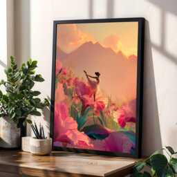 Feminine Healing Wall Art, Floral Meditation Illustration, Peaceful Decor - Poster Only - thumbnail 3