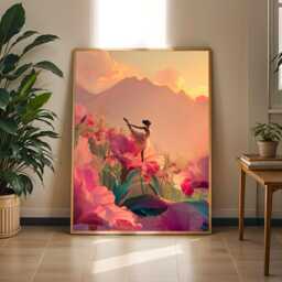 Feminine Healing Wall Art, Floral Meditation Illustration, Peaceful Decor - Poster Only - thumbnail 1