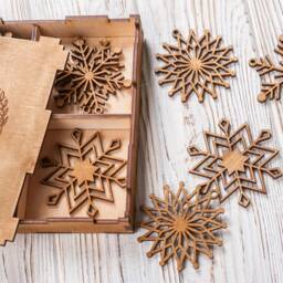 Christmas Decorations, Wood Christmas Ornaments, Snowflake Decor Set Of 16 Snowflakes, Gift Idea Snowflake, Personalized Holiday - thumbnail 2
