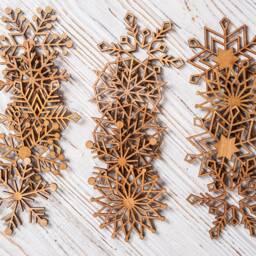 Christmas Decorations, Wood Christmas Ornaments, Snowflake Decor Set Of 16 Snowflakes, Gift Idea Snowflake, Personalized Holiday - thumbnail 4