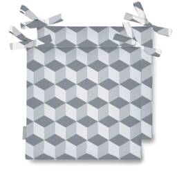 Set Of 2 Water Resistant Garden Outdoor Cushion Seat Chair Pads Soft Foam, Zipped Cover Available in Sizes - Cube Grey By Celina Digby - thumbnail 1