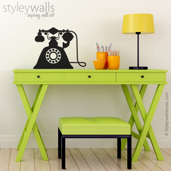Phone Wall Decal, Vintage Sticker, Office Bedroom Decor, Old Retro Sticker - image 1