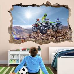 Motorbike Riders Wall Decal Sticker Mural Poster Print Art Kids Bedroom Home Decor Gd23 - thumbnail 1