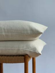 striped Neutral Linen Blend Pillow Case Farmhouse Boho Decor - thumbnail 1