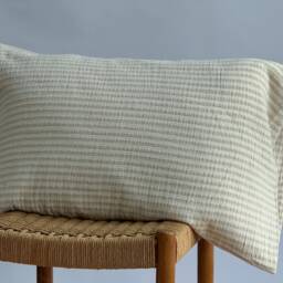 striped Neutral Linen Blend Pillow Case Farmhouse Boho Decor - thumbnail 2