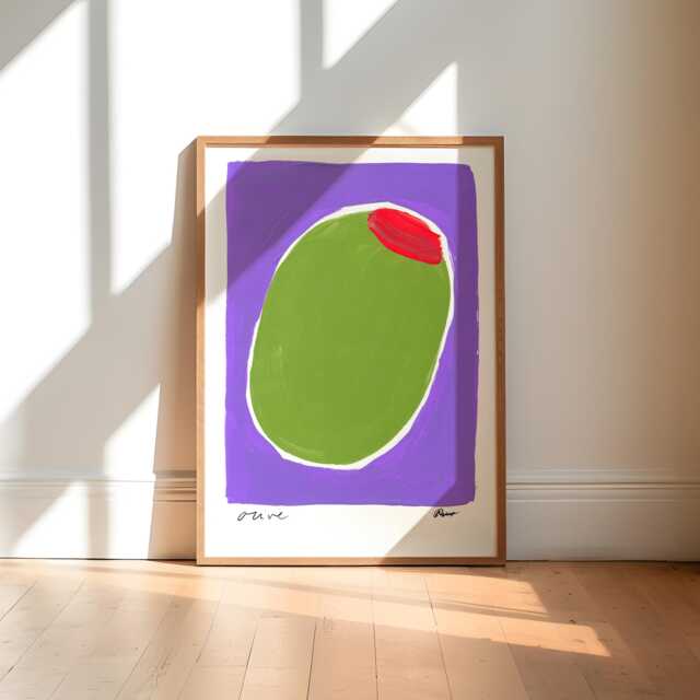 Olive Painting Art Print/Hand Painted Abstract Kitchen Colourful - image 1