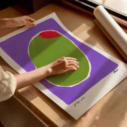 Olive Painting Art Print/Hand Painted Abstract Kitchen Colourful - thumbnail 2