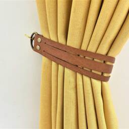 Minimalist Leather Curtain Tieback, Modern Window Decor - thumbnail 2