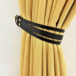 Minimalist Leather Curtain Tieback, Modern Window Decor - thumbnail 3