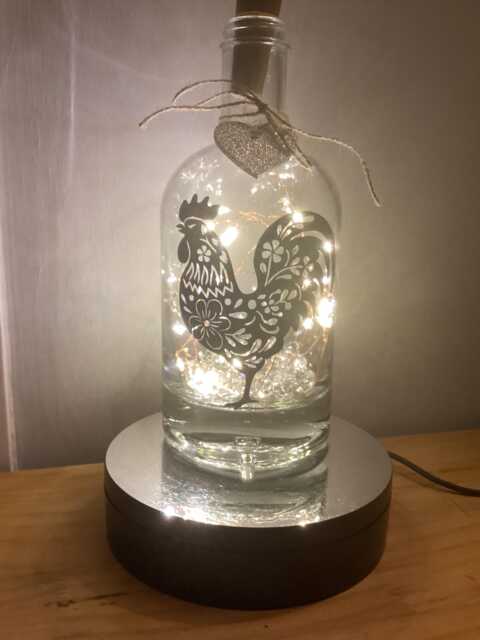 Personalised Rooster/ Chicken Light Up Bottle, Bottle Lamp With Gift Messaging Service & Bag - image 1