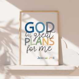 Set Of 3 Bible Verse Prints, Christian Wall Art, Boys Nursery Decor, Bedroom Kids Room, Scripture Prints - thumbnail 3